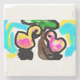 Porta-copo De Pedra Casamento de flamingos Rosa