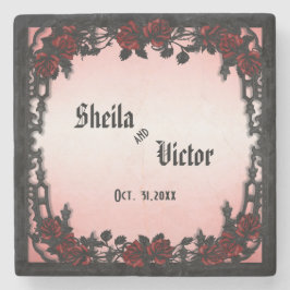 Porta-copo De Pedra Casamento de Rosas vermelhas gótica com Flair Vito