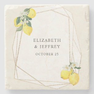 Porta-copo De Pedra Casamento de Verão Rustic Lemon Citrus Boho