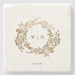 Porta-copo De Pedra Casamento Elegante Clássico do Monograma tradicion