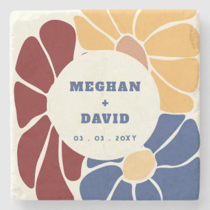 Porta-copo De Pedra Casamento Floral Chic Groovy Boho