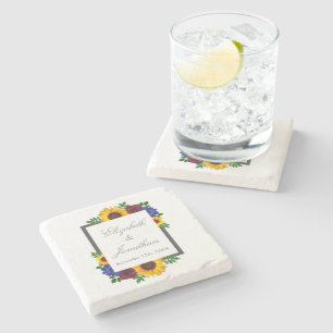 Porta-copo De Pedra Casamento Floral de Rosa de Sunflower