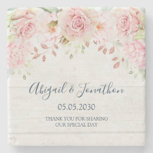 Porta-copo De Pedra Casamento Floral Rosa Vintage de Primavera