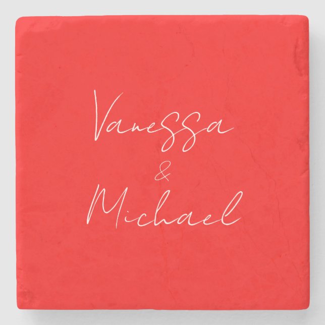 Porta-copo De Pedra Casamento personalizado do nome da caligrafia prof (Frente)