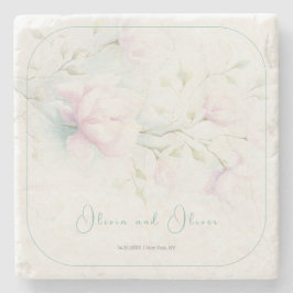 Porta-copo De Pedra Casamento Rosa Magnolia