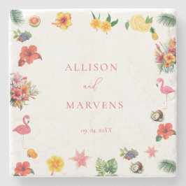 Porta-copo De Pedra Casamento Tropical Flamingle De Brincadeira Colori