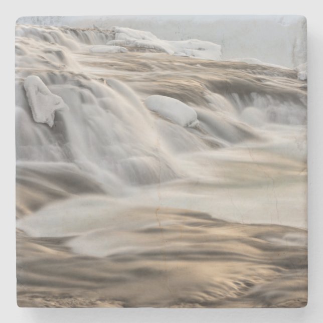 Porta-copo De Pedra Cascata de Godafoss, inverno, Islândia (Frente)