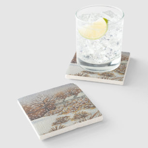 Porta-copo De Pedra cascos rurais cena de neve original de natal