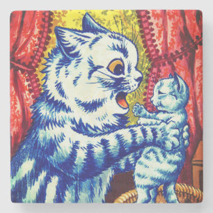 Porta-copo De Pedra Cat and Her Kittens