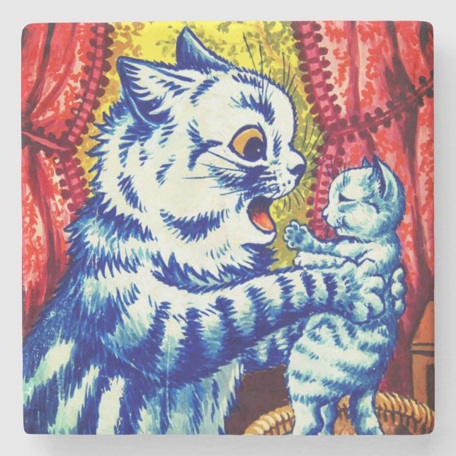 Porta-copo De Pedra Cat and Her Kittens (Frente)