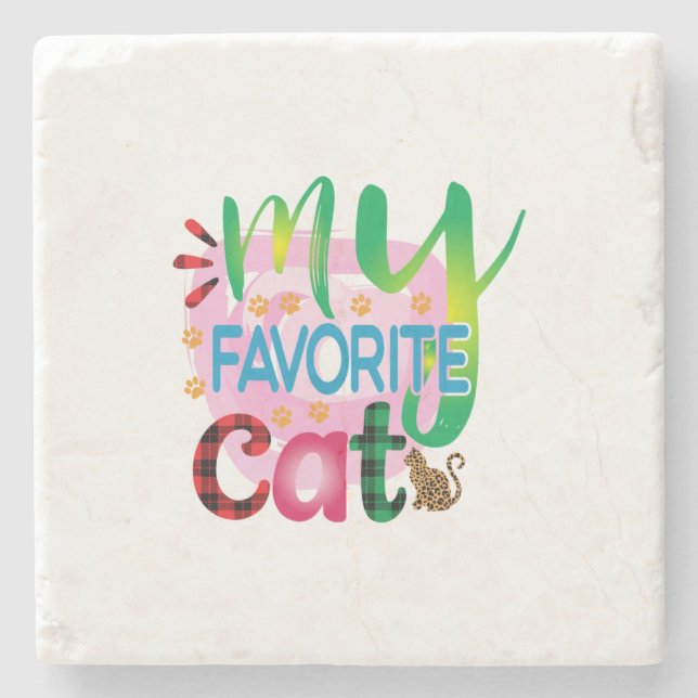 Porta-copo De Pedra Cat Art Meu Gato Favorito (Frente)