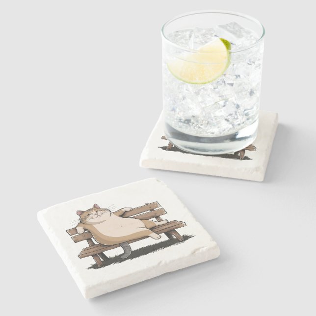 Porta-copo De Pedra Cat The Bench Sitter (Lateral)