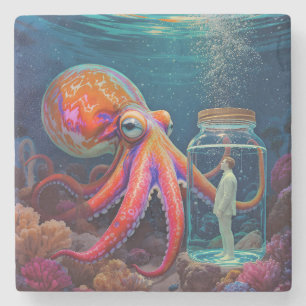 Porta-copo De Pedra "Cativeiro Silencioso do Oceano" - Octopus Portrai