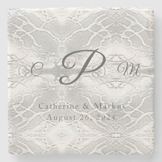 Porta-copo De Pedra Católico Faux-Satin Monogrammed (Frente)