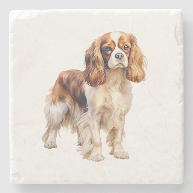 Porta-copo De Pedra Cavalier King Charles Spaniel impressão Dog art im (Frente)