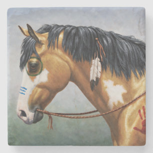 Porta-copo De Pedra Cavalo de Guerra Nativo Americano de Buckskin Pint