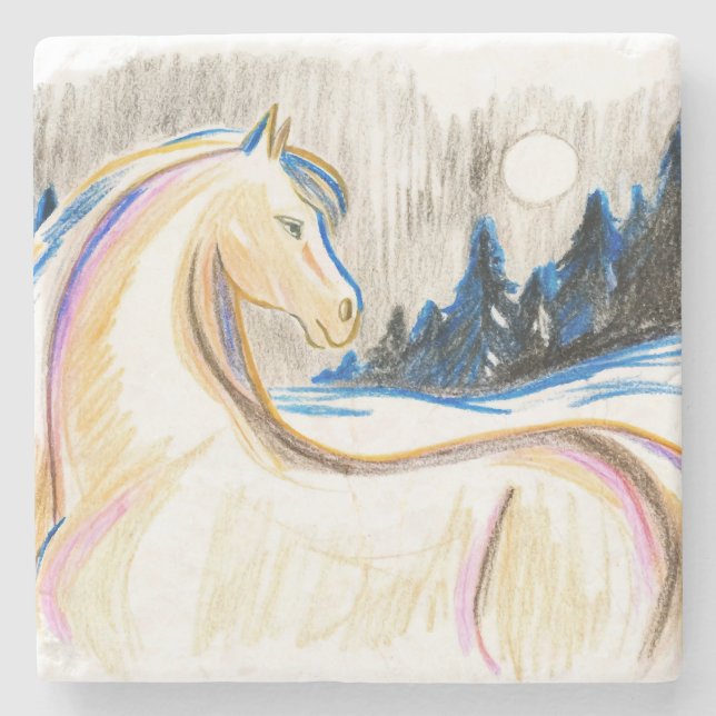 Porta-copo De Pedra Cavalo de Miragem (Frente)