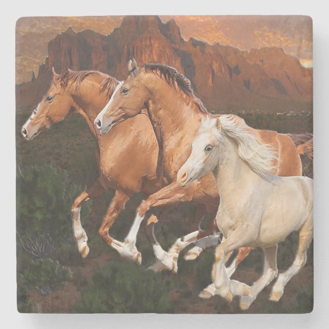 Porta-copo De Pedra cavalos selvagens do Arizona (Frente)