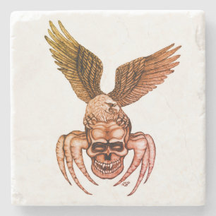 Porta-copo De Pedra Caveira-aranha com águia