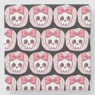 Porta-copo De Pedra Caveira Pastel Goth Fofa com Laço