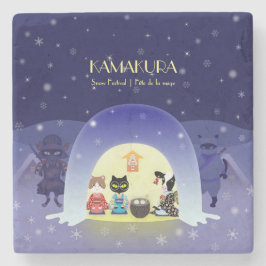 Porta-copo De Pedra Celebração de Neve de Edo-Neko