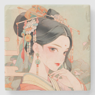 Porta-copo De Pedra Celebrando as tradicionais mulheres chinesas