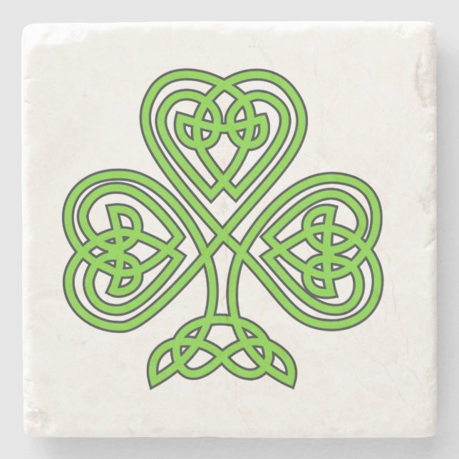 Porta-copo De Pedra Celtic Knot Green Shamrock (Frente)