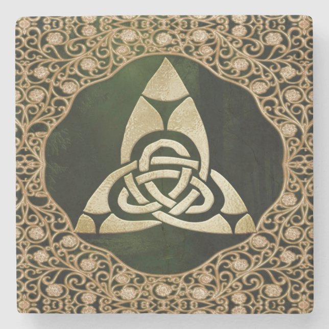 Porta-copo De Pedra Celtic Trinity Knot on Forest Shadows (Frente)