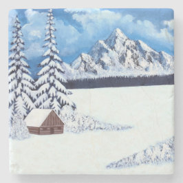 Porta-copo De Pedra Cena da Maravilha de inverno