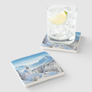Porta-copo De Pedra Cena de inverno personalizada 