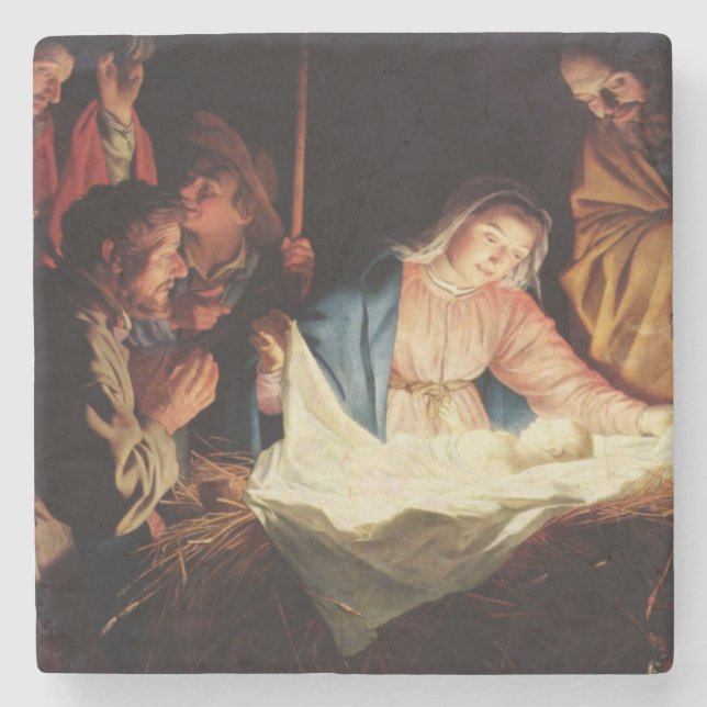 Porta-copo De Pedra Cena de Manger de Natal (Frente)