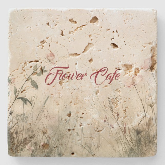 Porta-copo De Pedra Cena de Sonho das Flores da primavera (Frente)