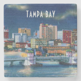 Porta-copo De Pedra Cena de Tampa Bay Florida do vintage em cores