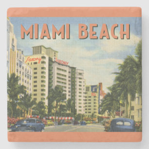 Porta-copo De Pedra Cena de Vintage Miami Beach