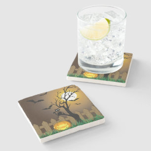 Porta-copo De Pedra Cena do Jardim do Assustador do Halloween