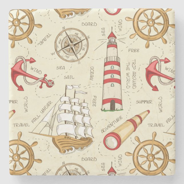 Porta-copo De Pedra Cena do Oceano (Frente)