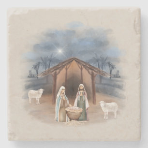 Porta-copo De Pedra Cena Natal de Natividade Cena de Água
