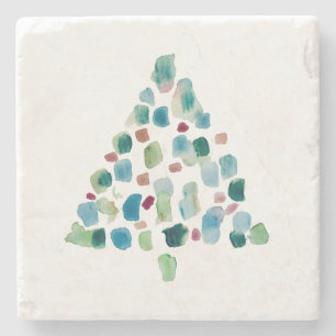 Porta-copo De Pedra Cerâmica de Árvore de Natal Colorida abstrato