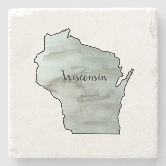 Porta-copo De Pedra Cerâmica de Pintura em Wisconsin (Frente)