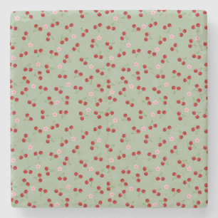 Porta-copo De Pedra Cerejas E Flores