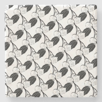 Porta-copo De Pedra Cerejas Pretas e Brancas