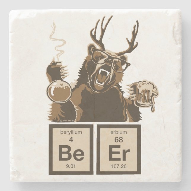 Porta-copo De Pedra Cerveja descoberta urso da química (Frente)