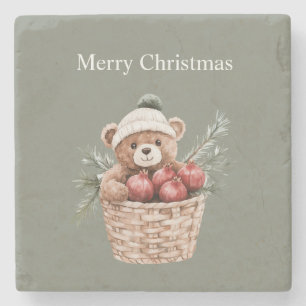 Porta-copo De Pedra Cesta de Urso de Pelúcia Romãs Natal