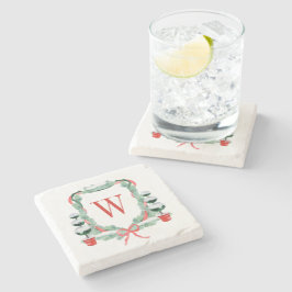 Porta-copo De Pedra Cesto do Monograma Topiográfico de Natal em Aquare