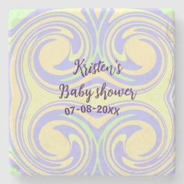 Porta-copo De Pedra Chá de fraldas verde roxo de boho marble moderno