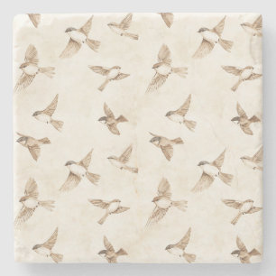 Porta-copo De Pedra Chá de Noiva Cream Cottage Birds