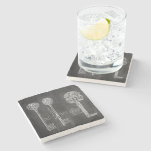 Porta-copo De Pedra Chalkboard Rusty Chalkboard Chaves vitorianas de e