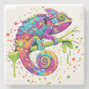 Porta-copo De Pedra Chameleon Paint mantém estilo aquarela