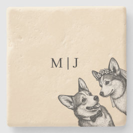 Porta-copo De Pedra Champagne Morno - Casamento Caprichoso de Corgi Vi