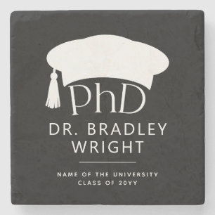 Porta-copo De Pedra Chapéu de Doutorado Personalizado PhD Formatura